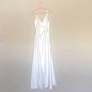 XS White Satin Midi Dress